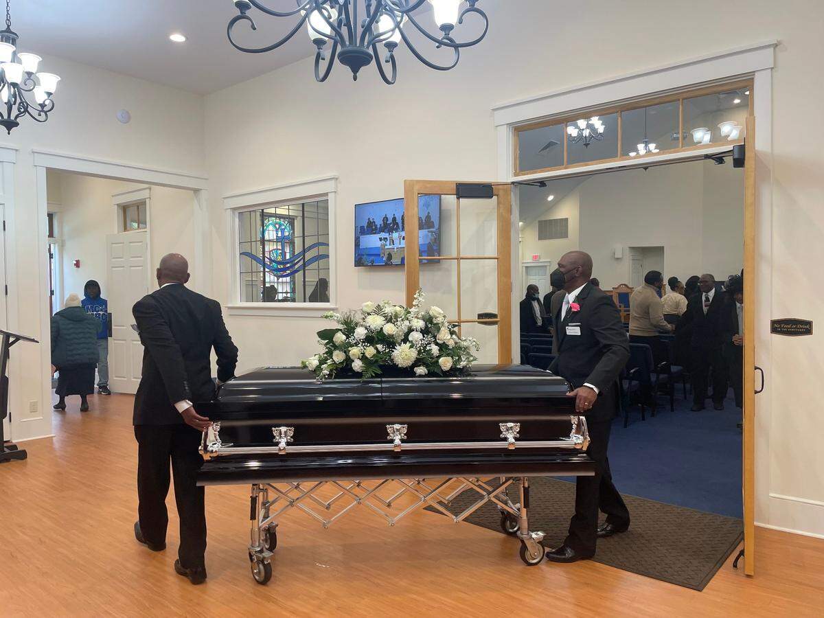 Pallbearers carry Josephine Wright’s casket Jan. 7 to where she will be buried at Beaufort National Cemetery.