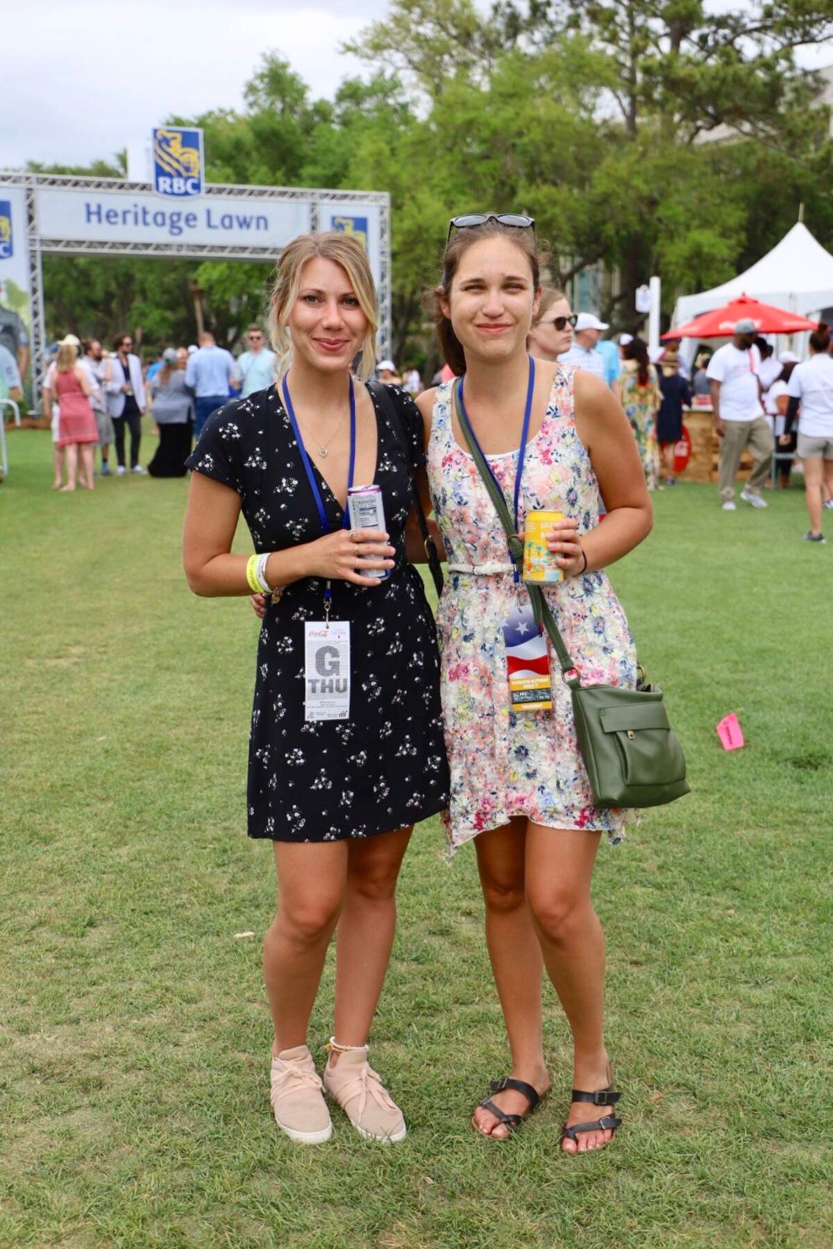 Reggie Cahill, left, said she loves her sneaker and dress combo. Mary Moulin, right, said she loves the floral pattern of her dress.