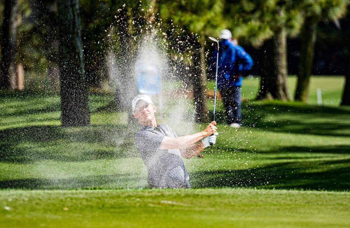 Emiliano Grillo from the bunker at #9 during the third round of tournament play of the RBC Heritage Presented by Boeing on Saturday, April 17, 2021 at Harbour Town Golf Links in Sea Pines on Hilton Head Island.