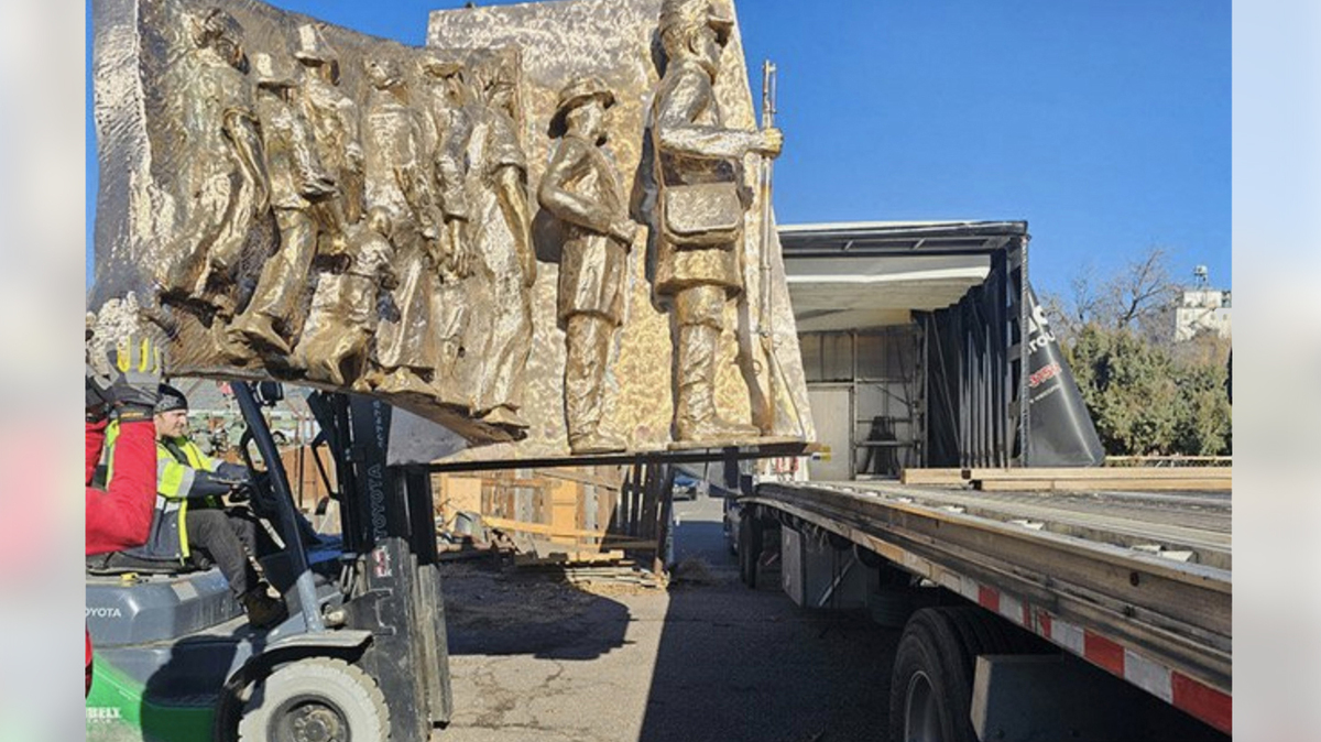 This screen capture taken from harriettubmanmonument.com shows the Ed Dwight sculpture of the Harriet Tubman monument being loaded onto a truck for its arrival in Beaufort. The monument will be unveiled on June 1, 2024 at Tabernacle Baptist Church in Downtown Beaufort.