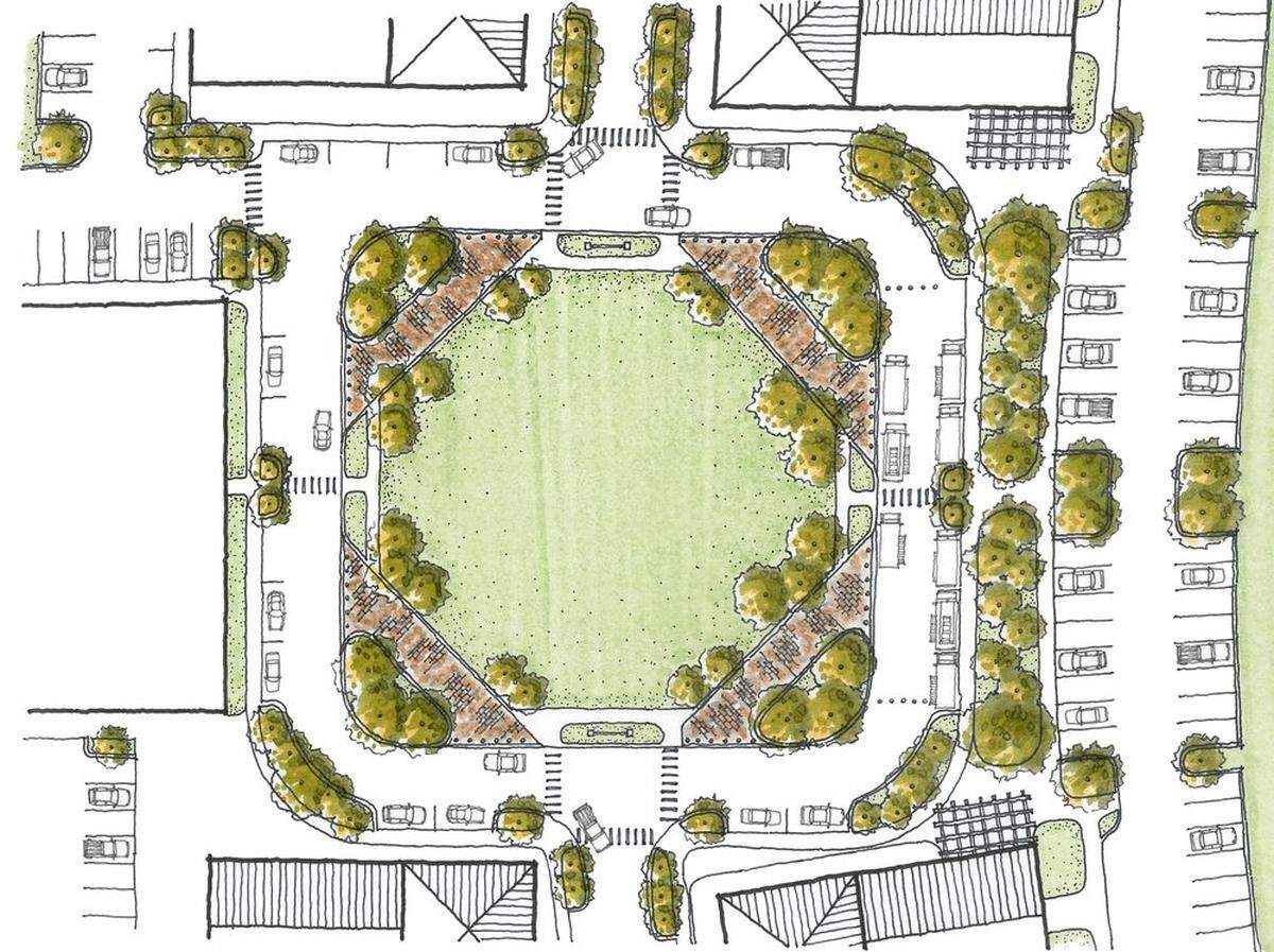 Renderings of the Washington Square development plan.