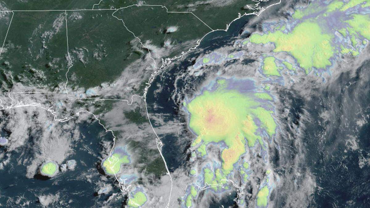Satellite data from NOAA earlier in July shows an area of low pressure, dubbed Invest 92L, off the coast of northeast Florida. The system is expected to bring heavy rains and high winds to the South Carolina coast.