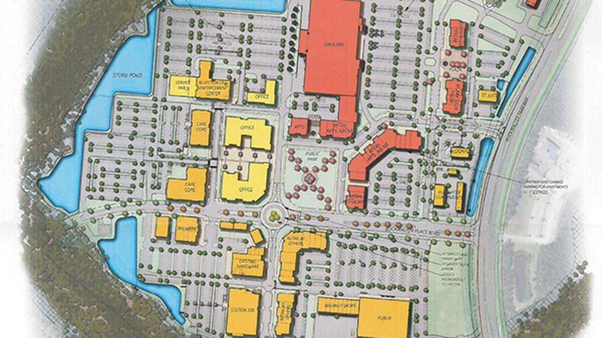 Detail from a conceptual site plan for a new Kroger proposed for Buckwalter Place in Bluffton.