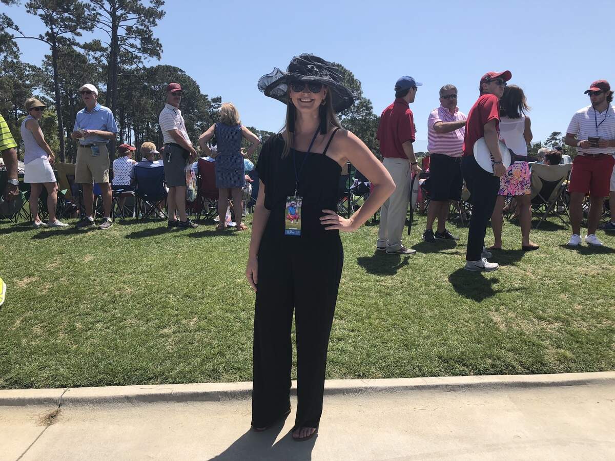 Hilton Head native Maggie Ennis had to improvise for her outfit, and she decided to go all black —&nbsp;including her hat.