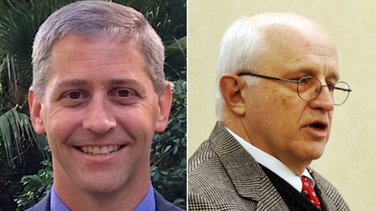David Bennett, left, and Mayor Drew Laughlin