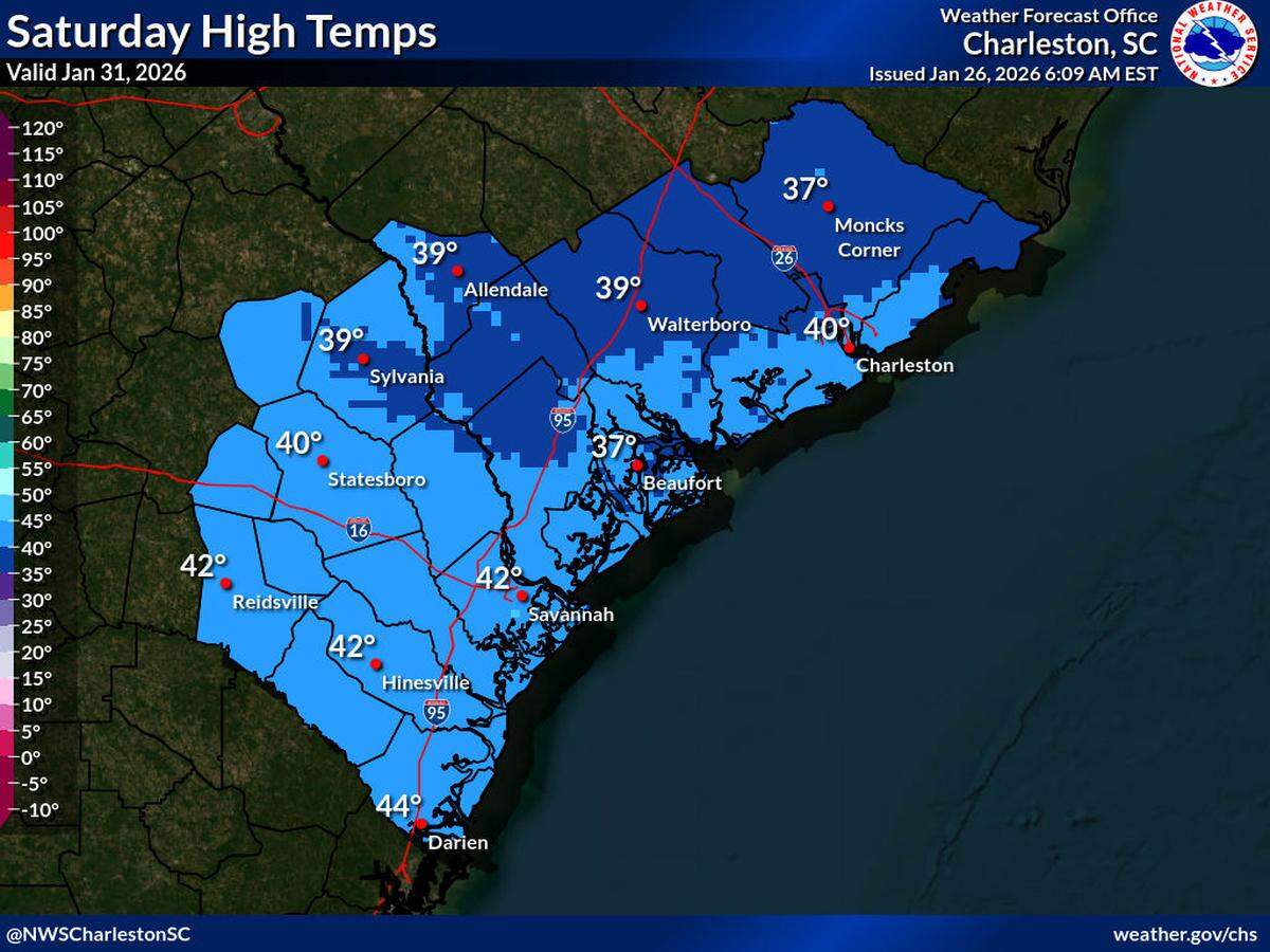 Saturday’s high is expected to struggle to reach the low 40s for most of the county, with another freezing night to follow.