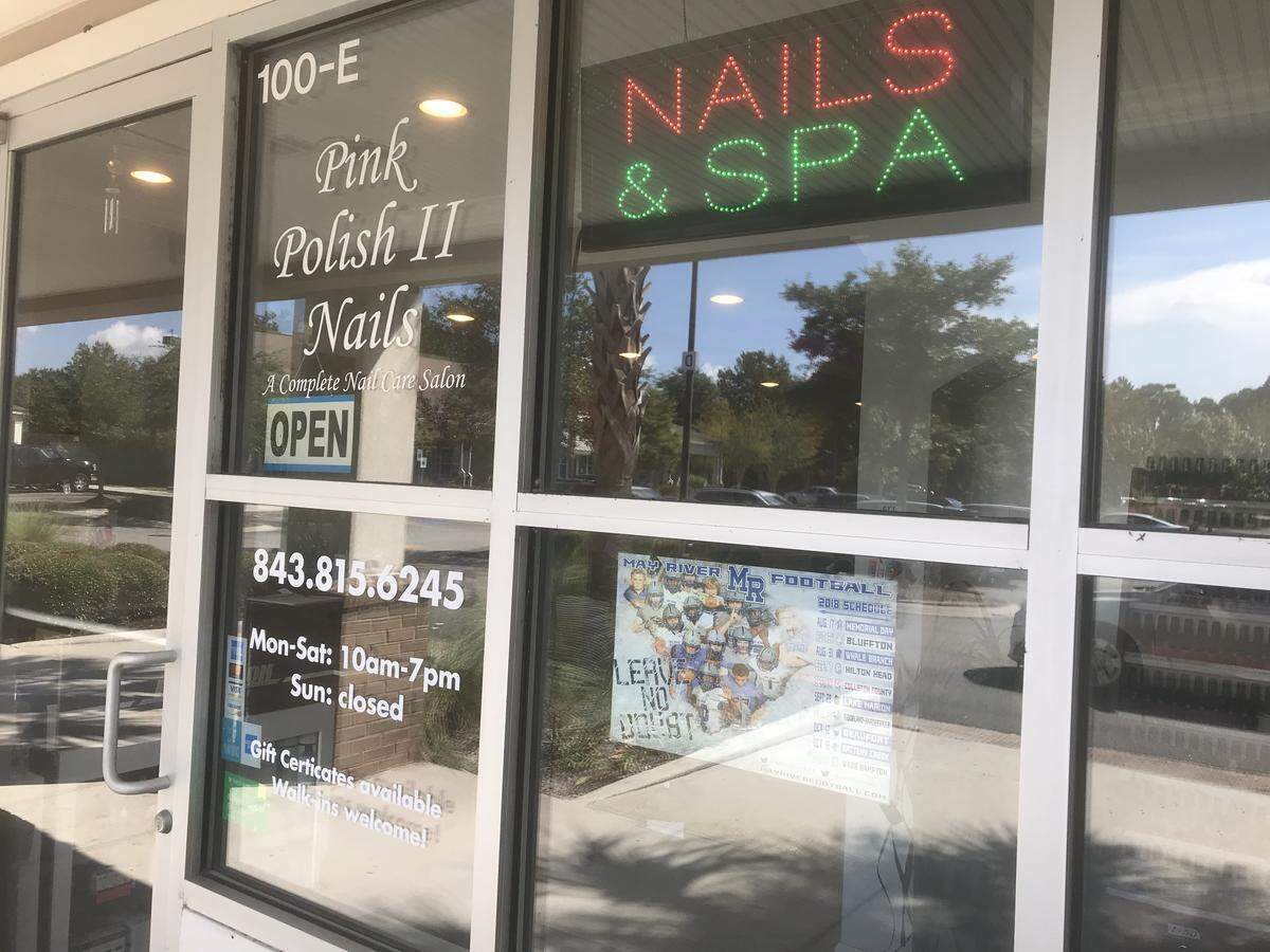 Pink Polish II Nails was a business that stayed open Tuesday, Sept. 11, 2018, in Bluffton, S.C., despite now-lifted evacuation orders for Beaufort County.