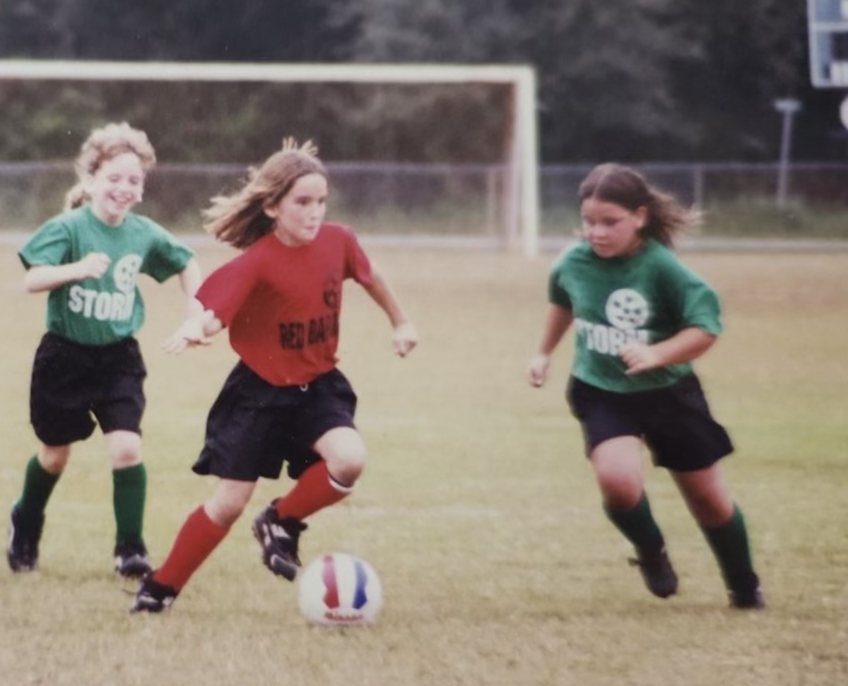 Stephanie Campbell (center) was photographed playing youth soccer as part of a local league in the Beaufort area. She played a number of sports growing up and excelled in academics, her family says.