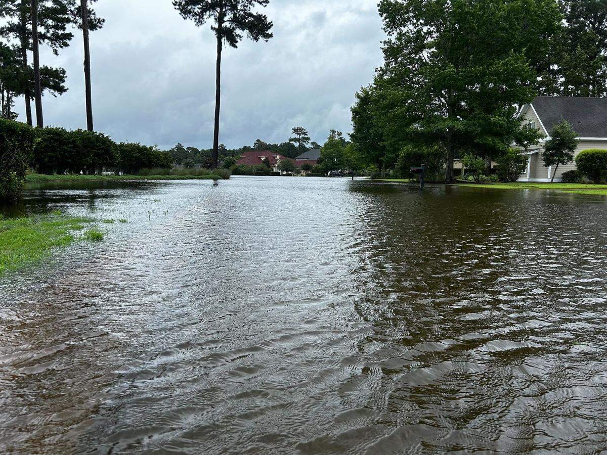On Wednesday it was hard to discern where the streets ended and the lagoon began in Hampton Hall