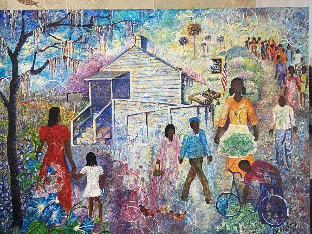 Artist Beverly Baynes’ depiction of the Cherry Hill School the Hilton Head Middle School history gallery.
