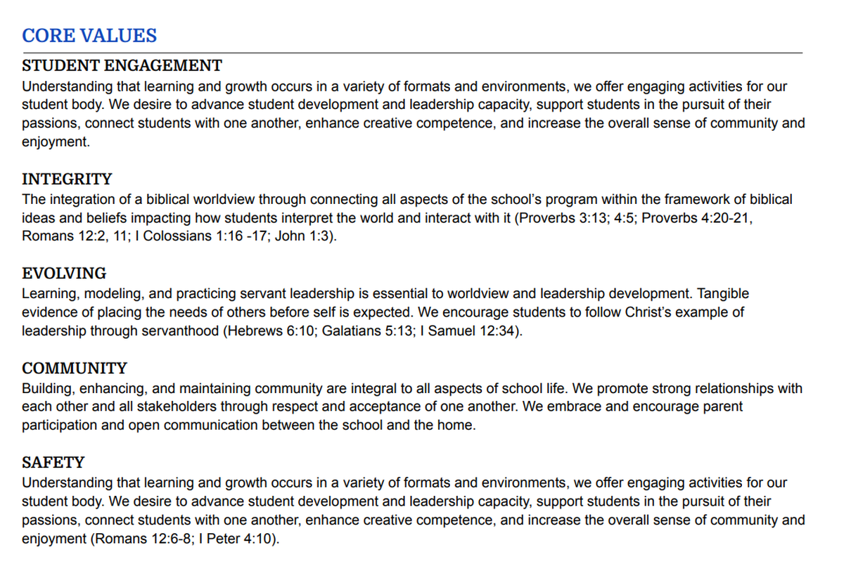 The first version of Bridges Preparatory School’s 2023-34 public handbook cited bible verses.