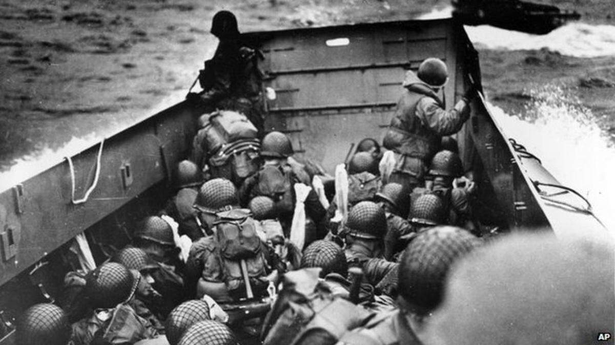 American soldiers land on the French coast in Normandy during the D-Day invasion. The 75th anniversary of the invasion will be marked Thursday, June 6, 2019.