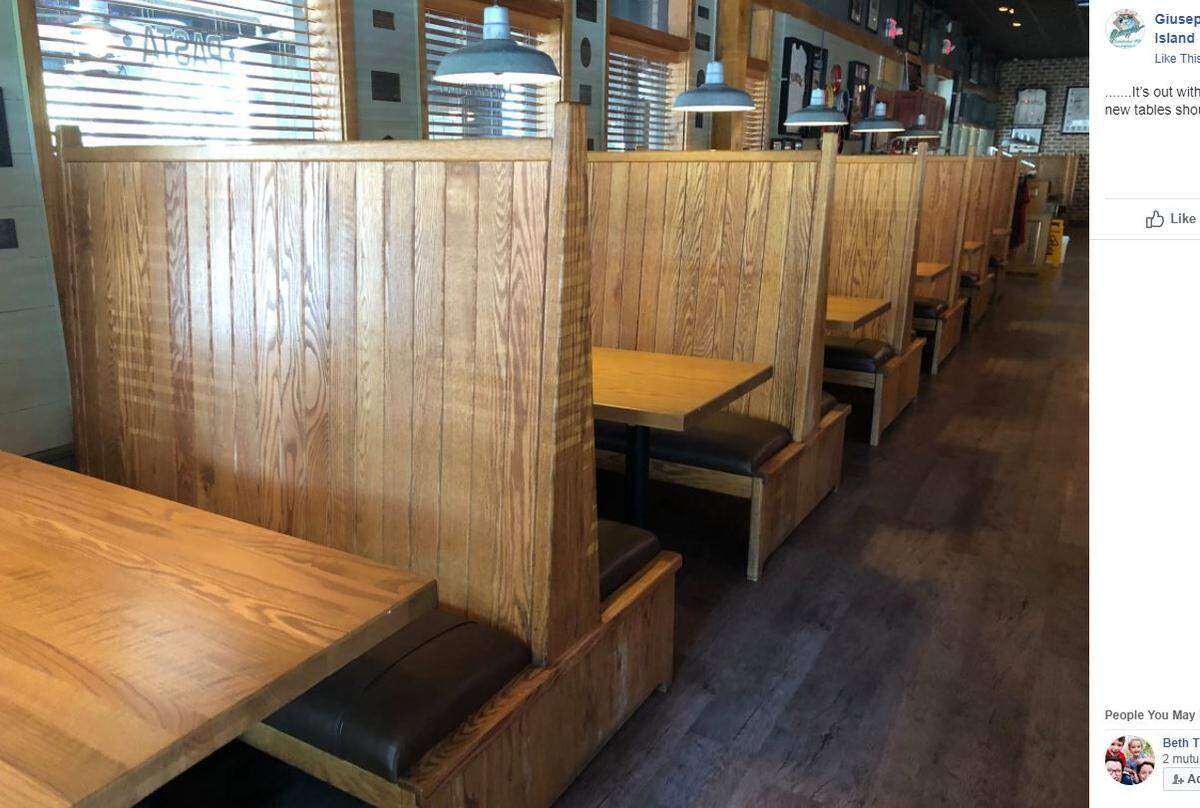 Giuseppi's Pizza and Pasta on Hilton Head Island, South Carolina, posted on Facebook Friday, June 1, 2018, about getting new tables after 34 years, and some of its fans were worried the restaurant was closing down.