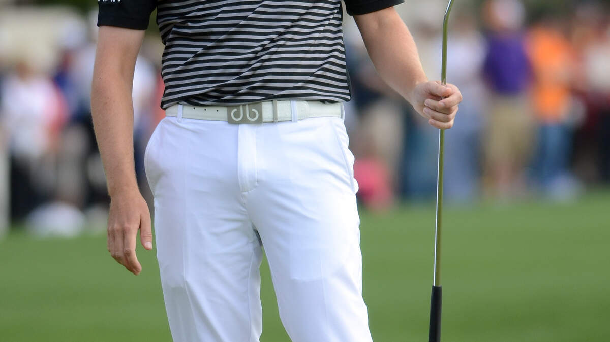 Russell Knox reacts to a missed putt on No. 18 during the final round of the RBC Heritage Presented by Boeing on Sunday at Harbour Town Golf Links in Sea Pines on Hilton Head Island S.C. Knox had the top finish of any Heritage newcomer, tying for ninth place.