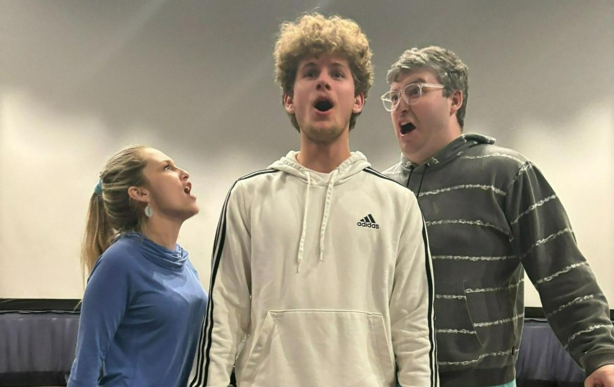 Actors with Sea Glass Stage Company rehearse for “Tick, Tick… Boom!” on Monday, Jan. 29, 2024. The show opens Feb. 16 at Coligny Theatre.