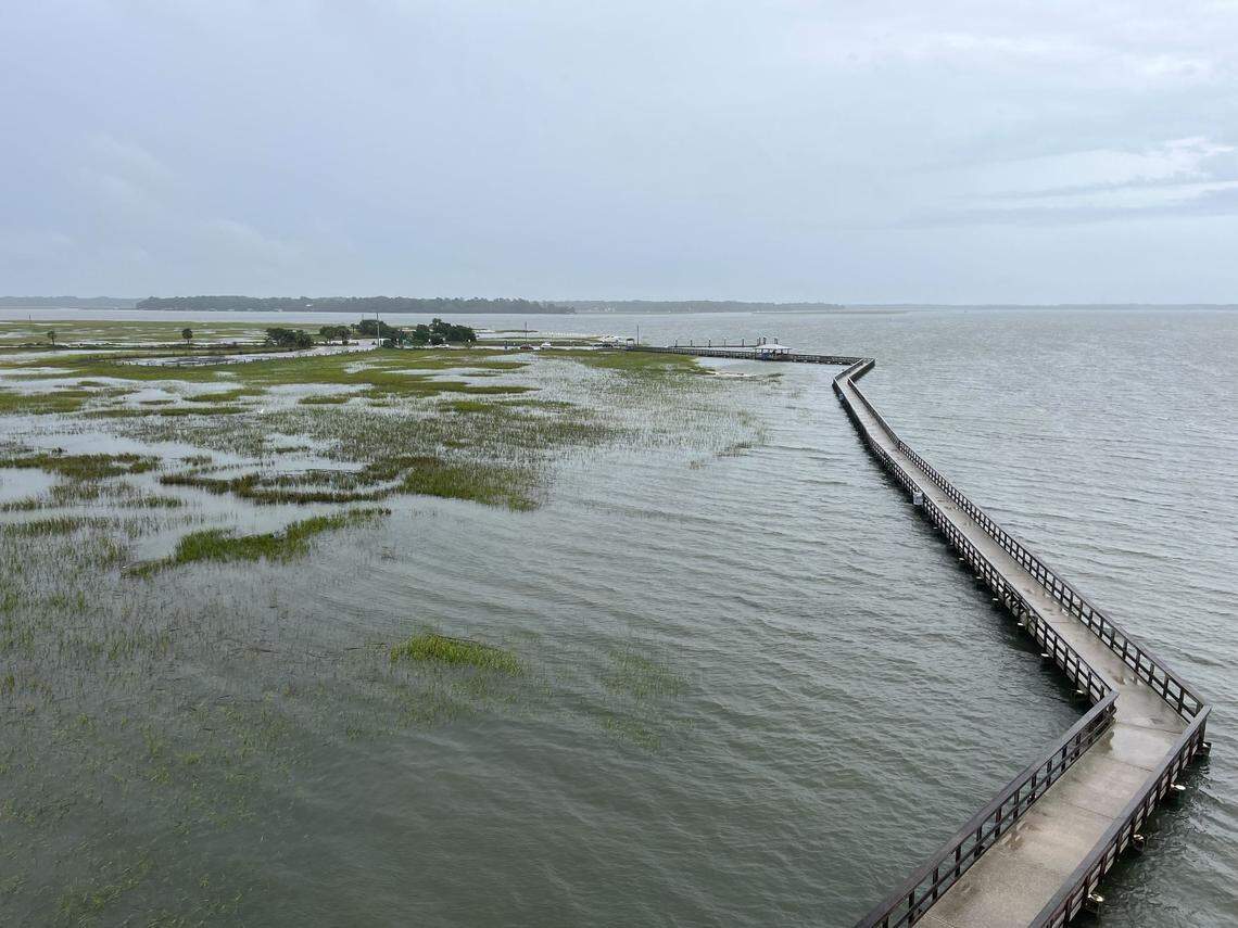 Sands Beach in Port Royal, South Carolina, as high tide came in at about 4:45 p.m. Thursday, Sept. 26, 2024.