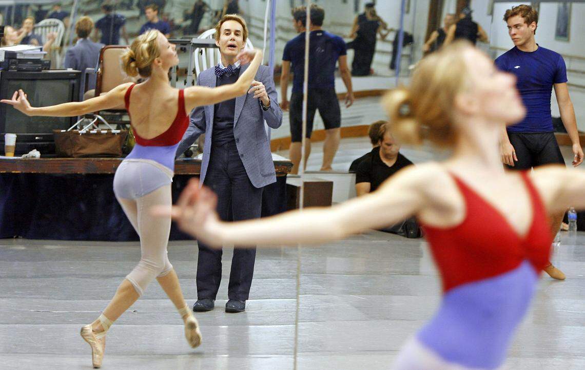 In this file photo from 2017, William Starrett, the Columbia City Ballet’s artistic director, watches dancer Kathryn Smoak during a rehearsal.