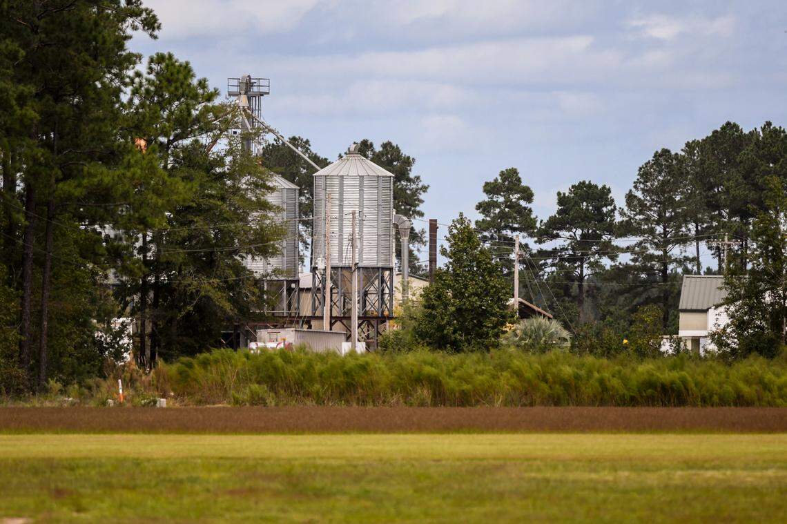 Silos of Jasper Pellets can be seen along Nimmer Turf Road on Sept. 24, 2020 in Ridgeland, S.C. Environmental groups claim Jasper Pellets has been converting wood chips into pellets without having federal and state permits.