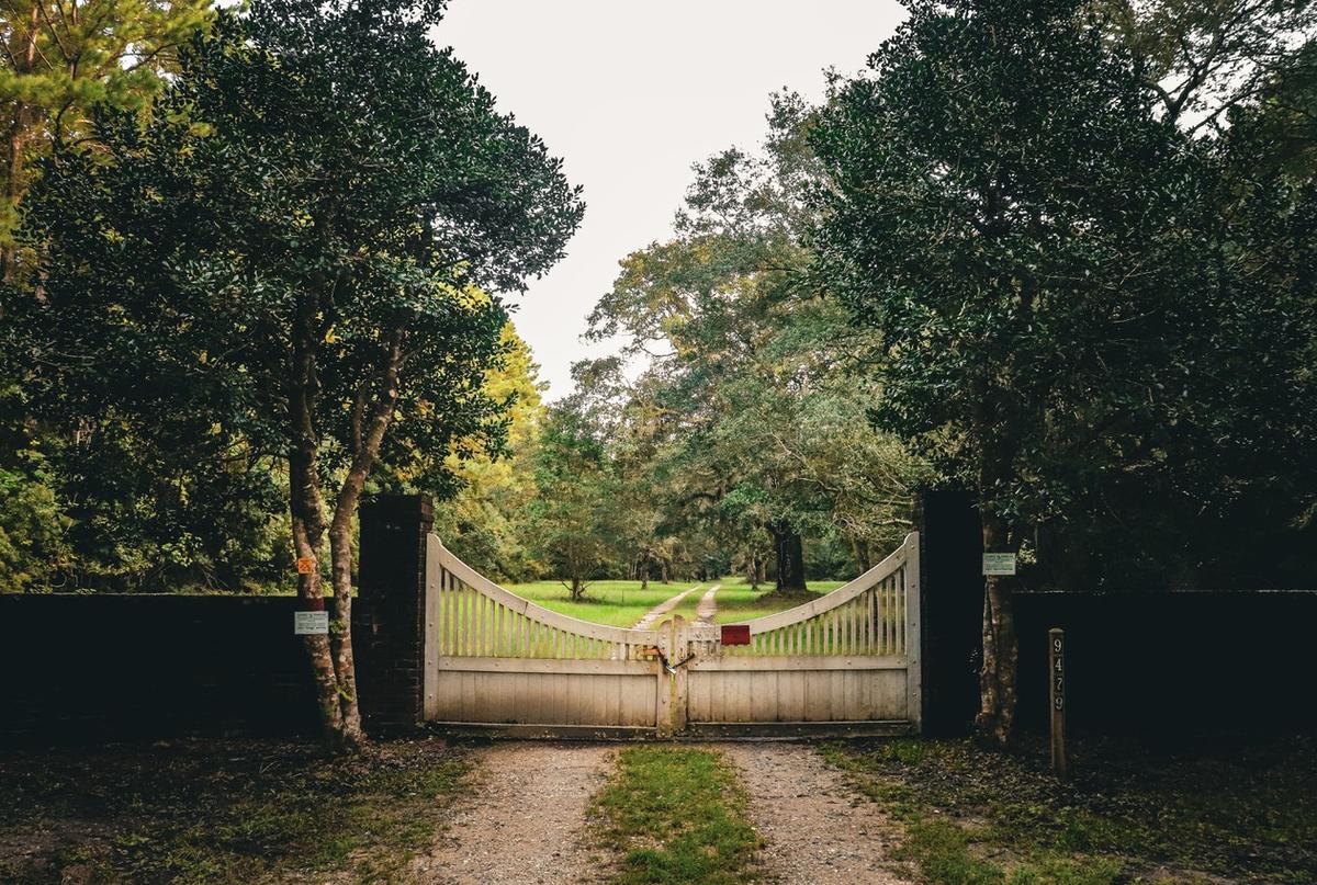 None shall pass … except on foot. Tibwin Plantation and the South Tibwin are part of the Tibwin tract of the Francis Martion National Forest near McClellanville. The gates of the old plantation are shut to vehicles, but hikers are invited to walk the shady avenue of oaks where the old house, built in 1805, still stands.