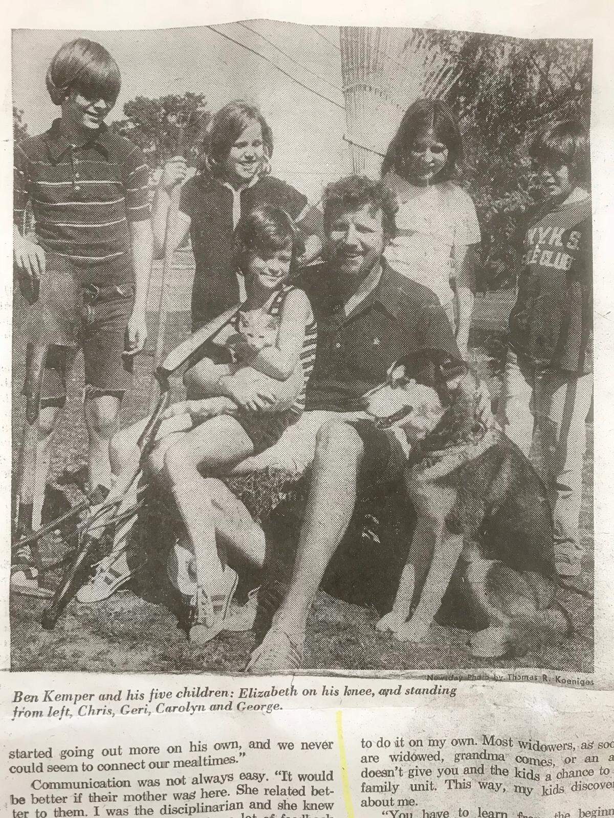 A 1970s article in Long Island, New York, newspaper Newsday featured the Kemper family, who lost their mother to cancer in 1968.