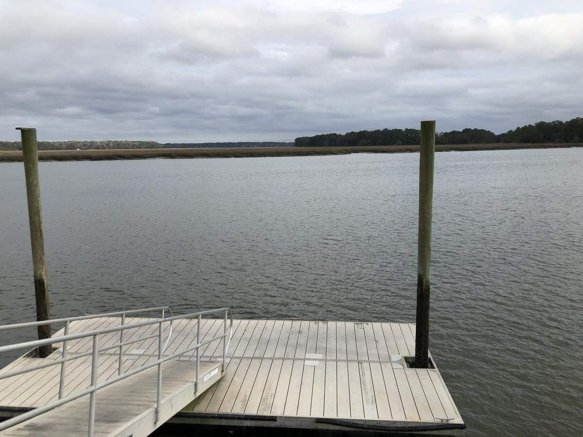The fishing dock at the Camp St. Mary property overlooking the Okatie River.