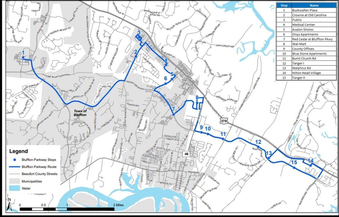 A proposed trolley route will run along Bluffton Parkway and connect employees to their workplaces and shopping centers.