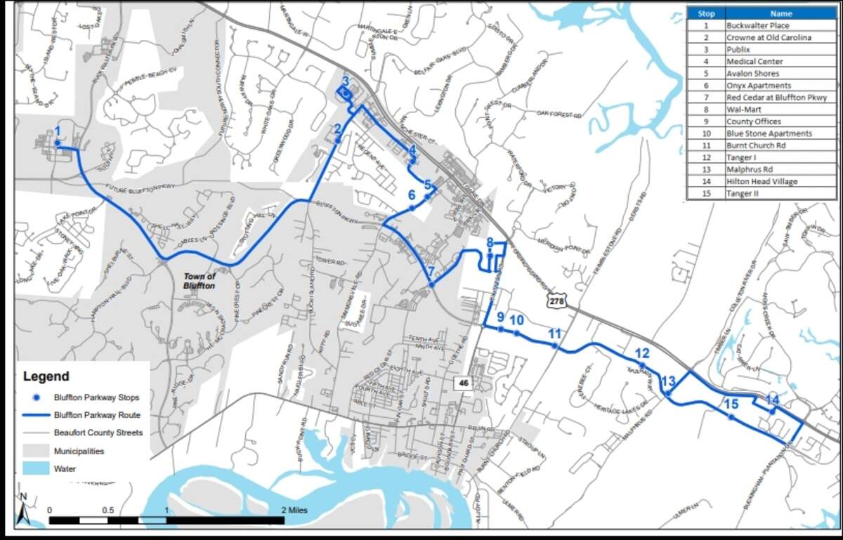 A proposed trolley route will run along Bluffton Parkway and connect employees to their workplaces and shopping centers.