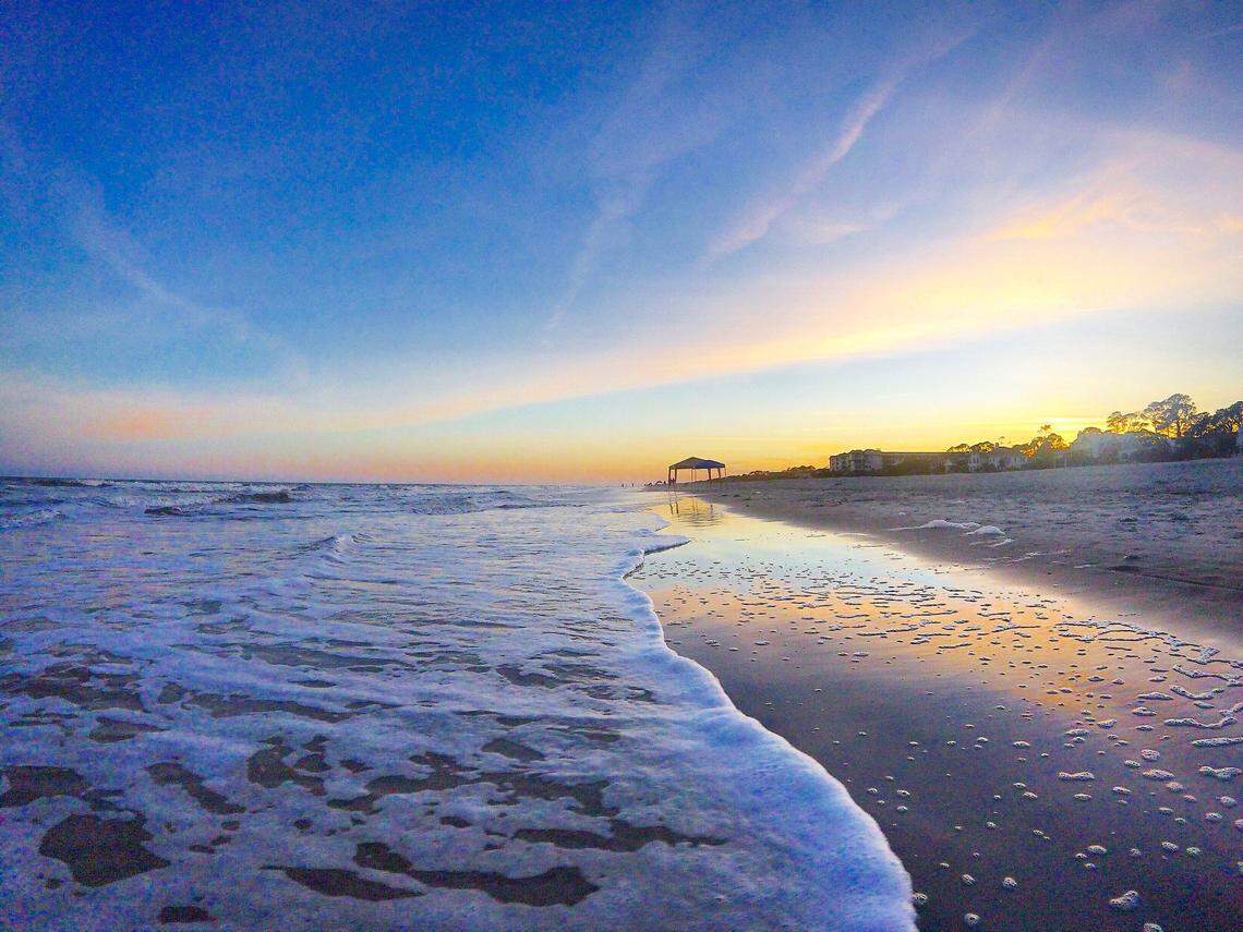 A view of Hilton Head's North Forest Beach at sunset.