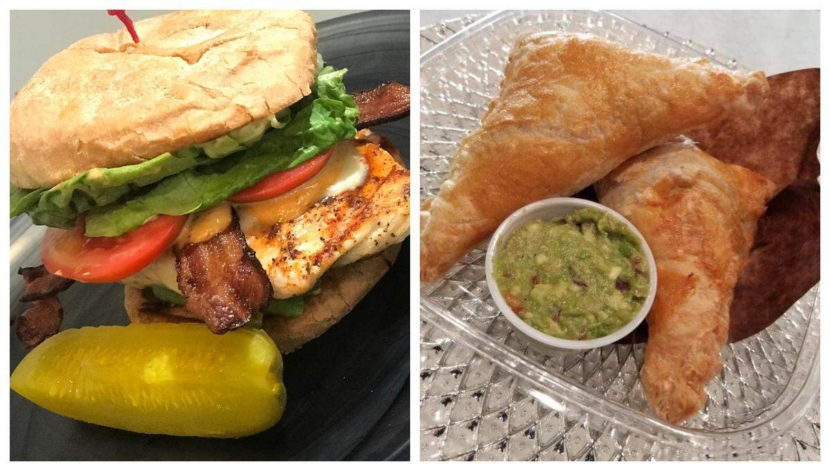 Lunch items include a blackened chicken sandwich with bacon and chipotle aioli or chicken empanadas served with guacamole. The G-Free Spot’s menu also includes an array of salads in addition to other sandwiches.