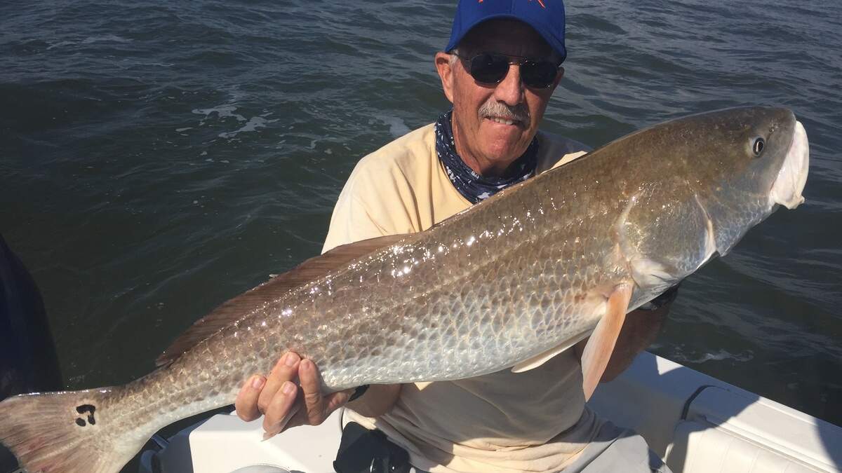 George Norton with one of the bull reds we caught last week.