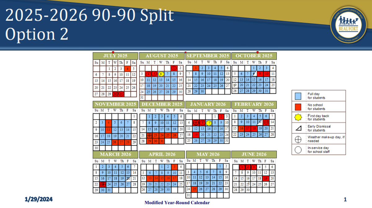 Option two for Beaufort County’s 2025-26 school year.