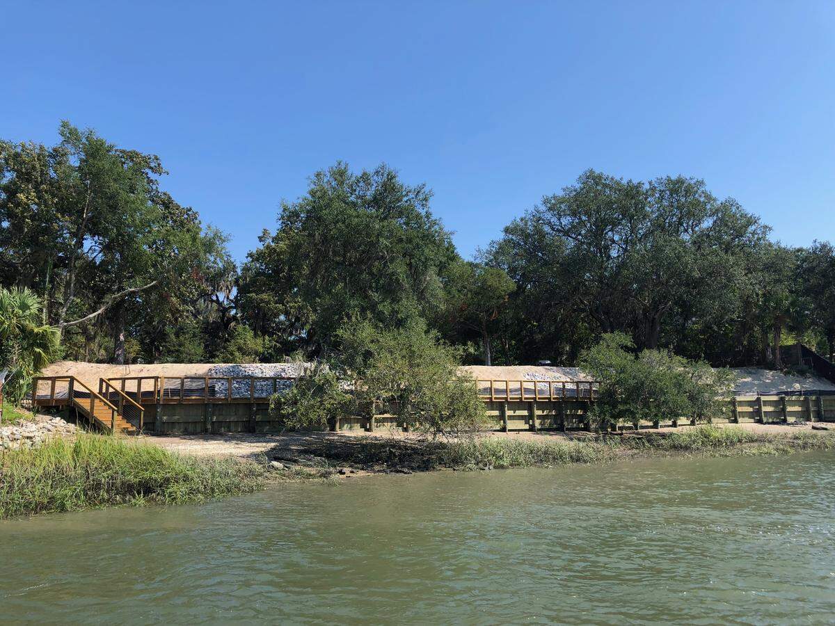 A new bulkhead and boardwalk have been added to stop erosion of the bluff at the new Wright Family Park.