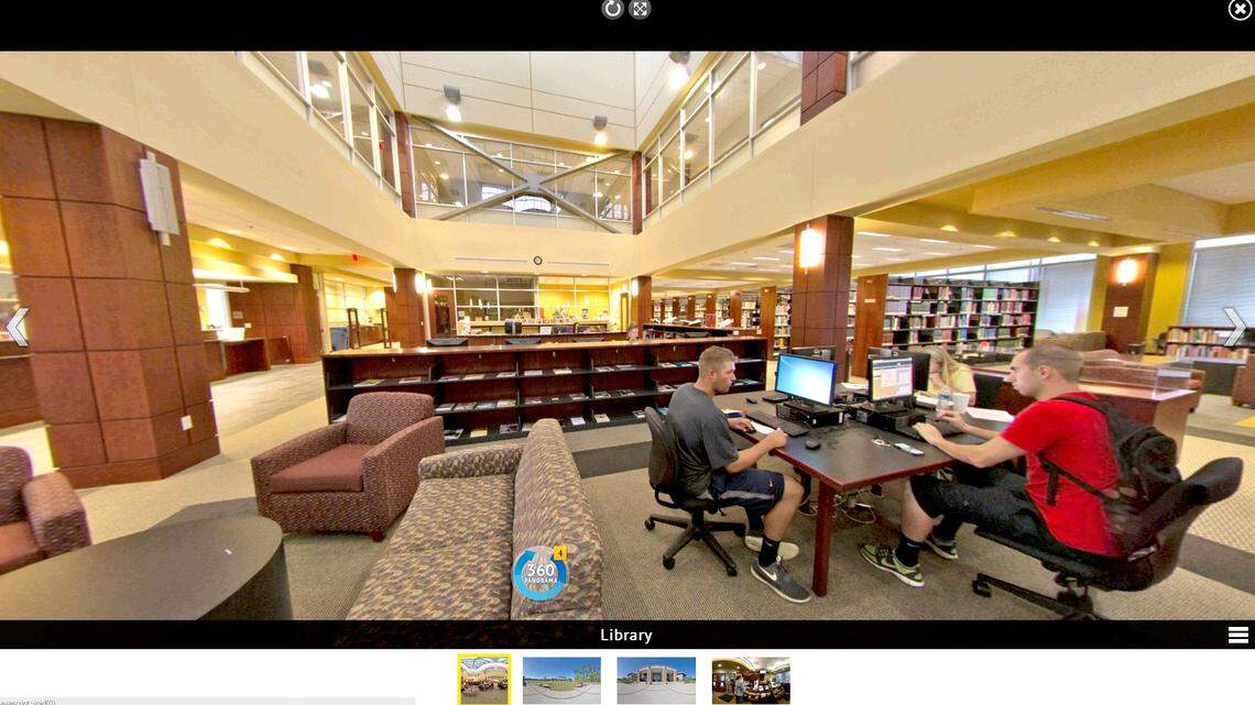 A screen grab from the University of South Carolina Beaufort's new virtual tour shows the main library. The virtual tour allows visitors view campus building interiors and exteriors.
