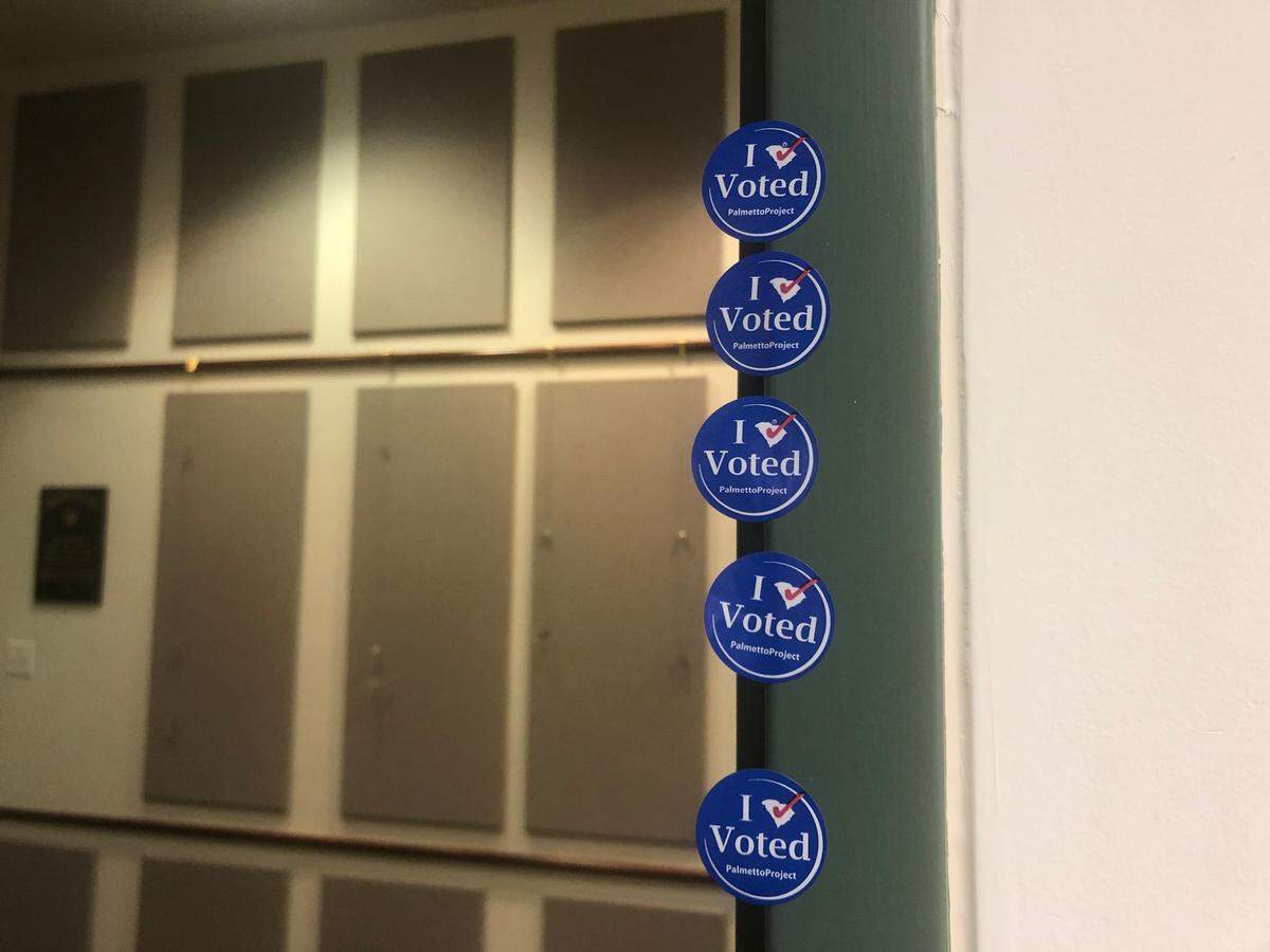 Don’t expect to be handed an “I Voted” sticker during a pandemic. The iconic stickers were placed on the door frame as voters exited the Hilton Head Library Tuesday afternoon for self-service.