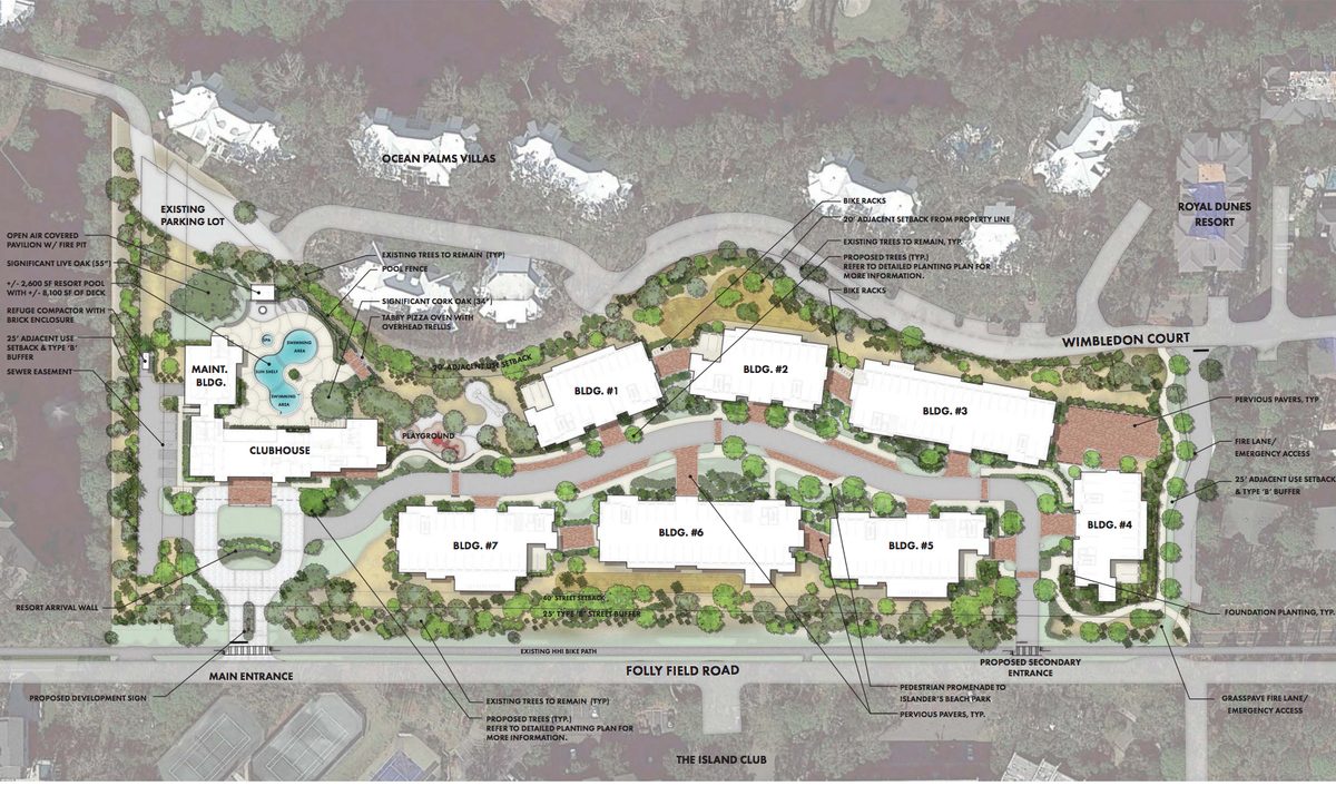 One of the planning documents for a proposed timeshare resort at 15 Wimbledon Court on Hilton Head Island.