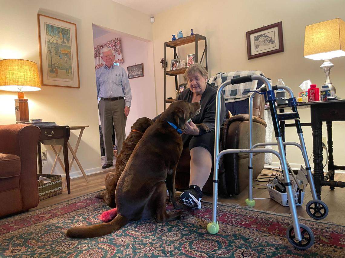Forest Beach resident Mary Ann Kirchberg injured her knee five and a half years ago. A backyard pool could help her exercise to regain her strength.