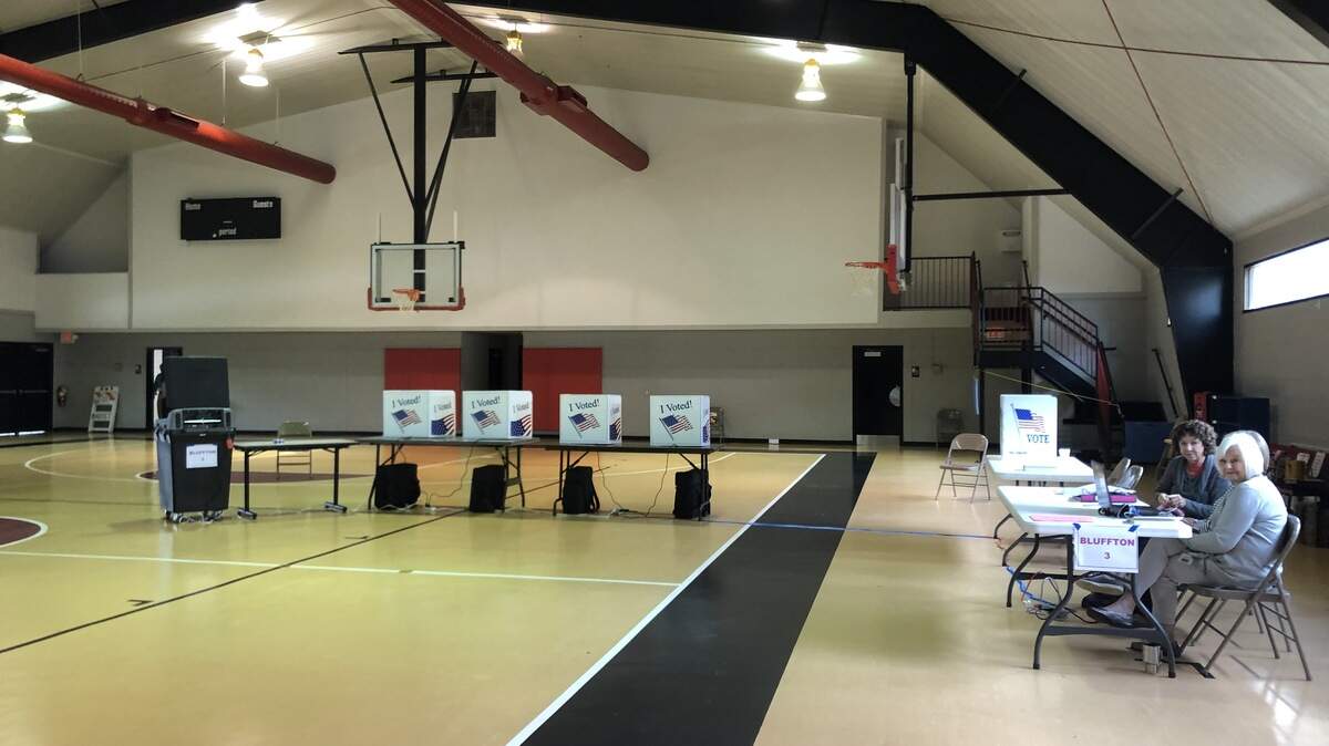 File Photo: Voting machines at the Bluffton Recreation Center on Ulmer Road on Tuesday, Nov. 5, 2019.