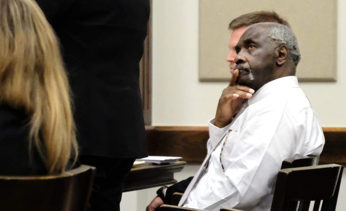 Isaiah Gadson Jr., of Burton listens as his lawyer makes a plea to Judge Brooks Goldsmith at a pre-trial hearing on Monday afternoon at the Beaufort County Courthouse. Gadson is charged by the Beaufort County Sheriff’s Office for murder, sexual assualt and a robbery that occurred 38 years ago after his DNA matched a sampling from the cold case in August, 2016.