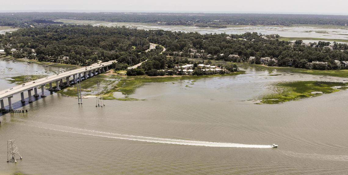 Looking east from Bluffton’s mainland shows the J. Wilton Graves Bridge carrying traffic on and off Hog and Jenkins islands. Some property owners on the islands are concerned that they haven’t received enough information on the islands potential for being annexed by the Town of Hilton Head Island.
