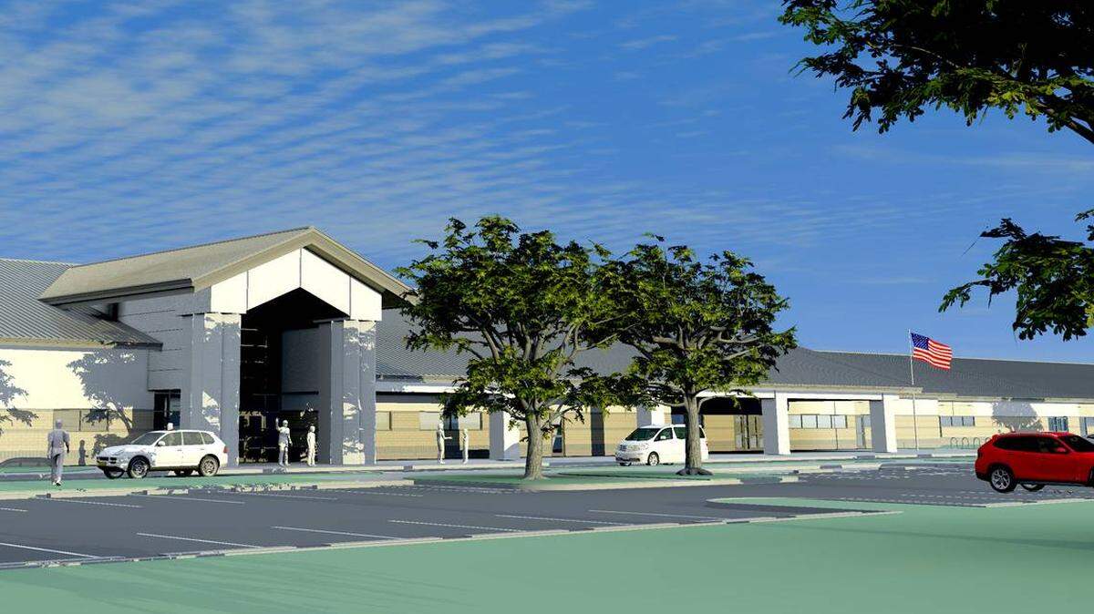 An artist's rendering of River Ridge Academy before it was constructed. The project was one of many funded by a successful 2008 school bond referendum.