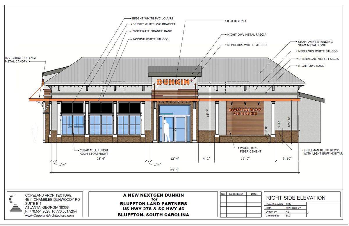 Design plans for the new Dunkin’ Donuts coming to Bluffton.