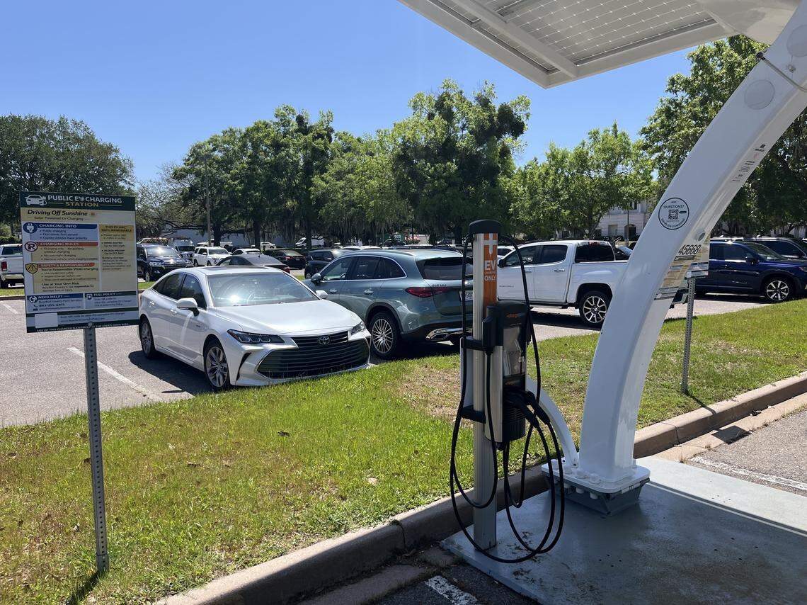 A new electric vehicle charging station is located at the Robert Smalls Government Center in Beaufort.