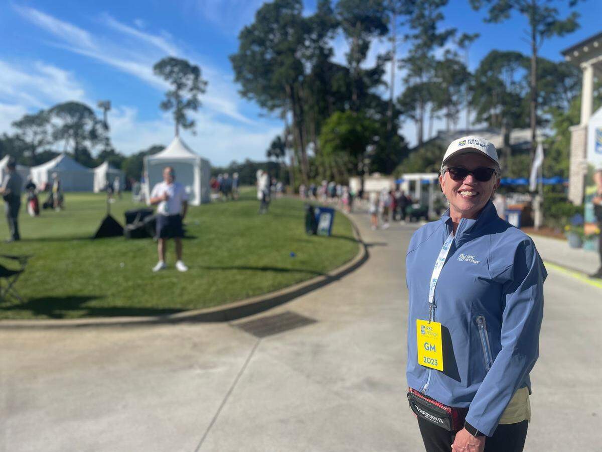 This is Giesela Heslop’s fourth year volunteering at RBC Heritage with her husband, Jeff.