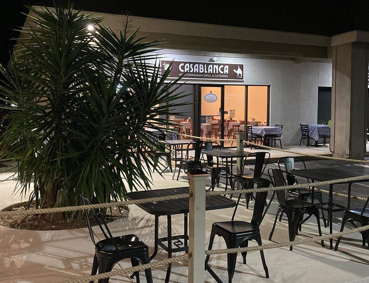 The restaurant has both indoor and outdoor seating. It also offers take-out.