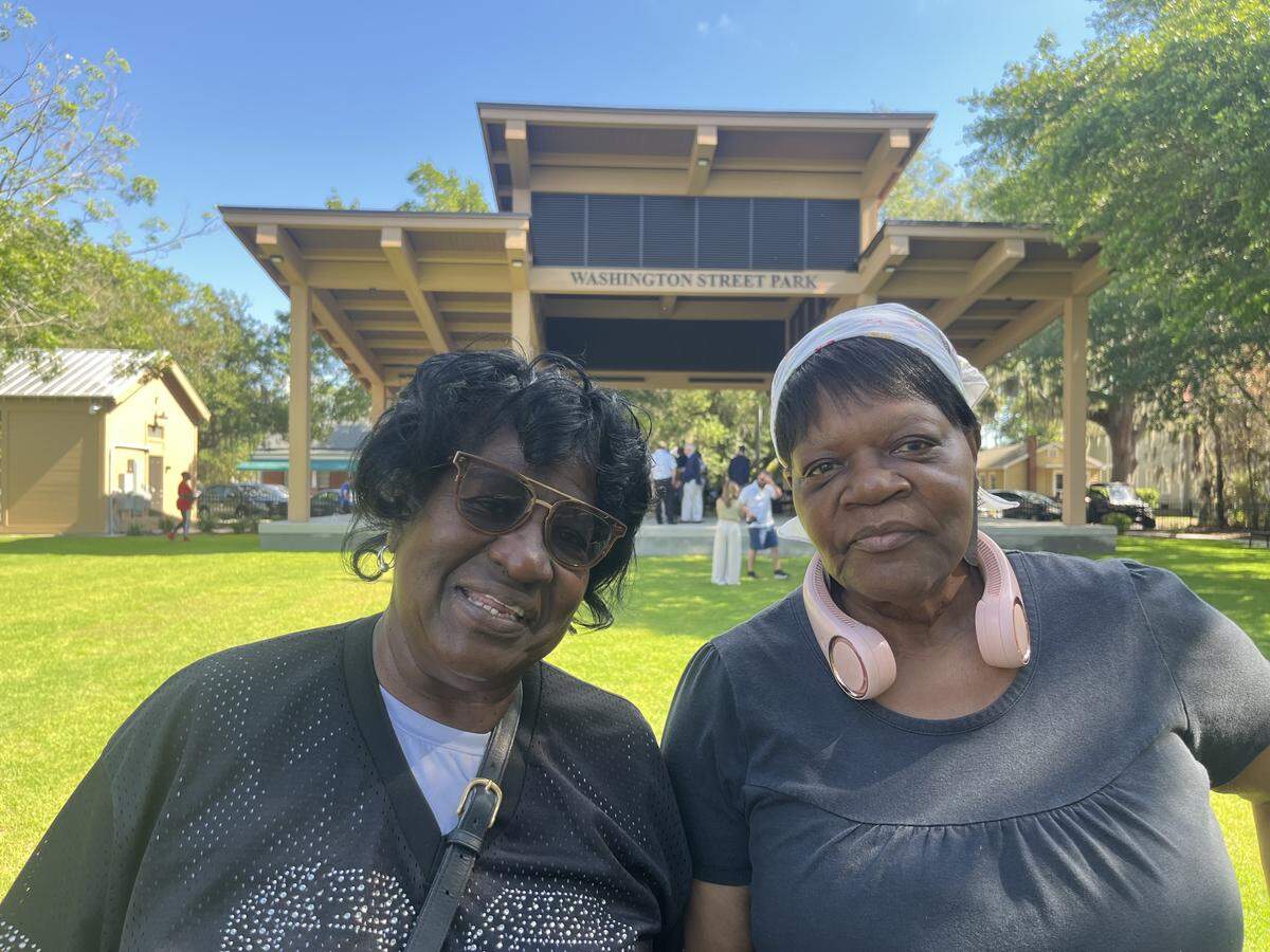 Shireley Stokes, left, and Vernell Jones grew up playing in Washington Street Park, once the only park in Beaufort where Black residents were welcome. They were on hand Wednesday when the city celebrated $1 million in improvements to the park and unveiled a new marker explaining the its historic significance. “We are the originals,” Jones said.