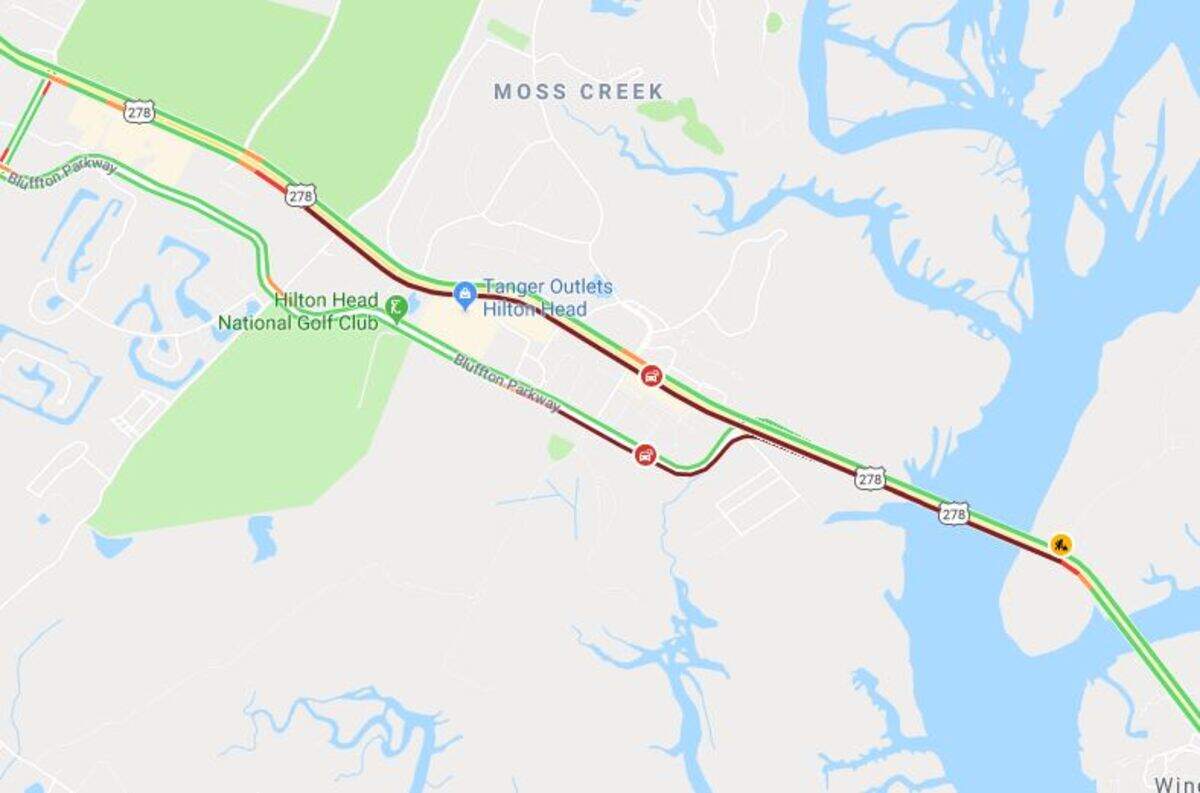 Traffic is backed up Thursday morning along U.S. 278 and the Bluffton Parkway.
