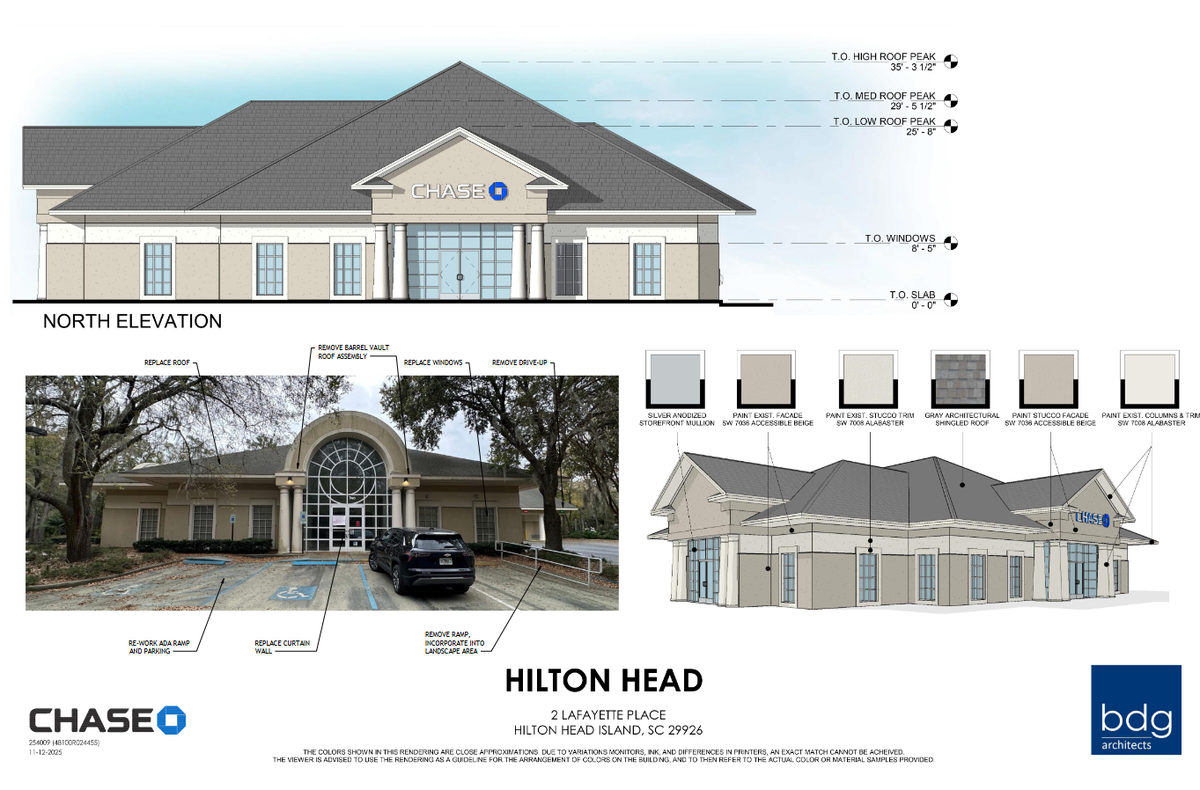 Design documents show the proposed alterations to the former Regions Bank building near Indigo Run.