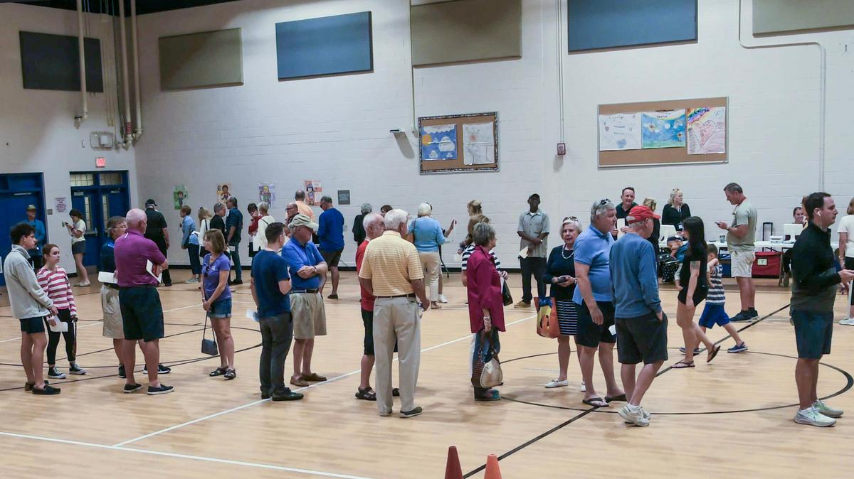 Voters wait to cast their ballots in the Nov. 8, 2022, election just before noon at The School for the Creative Arts on Hilton Head Island.