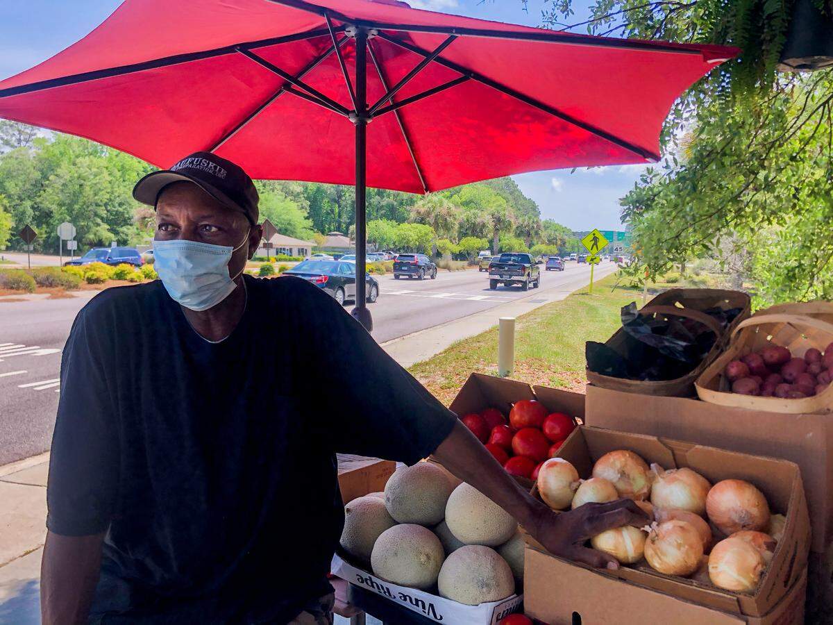 Wesley Campbell sits outside the new location for his family-owned business Carolina Seafood & Produce on U.S. 278 just before Old Wild Horse Road as seen on Tuesday, May 4, 2021, on Hilton Head Island.