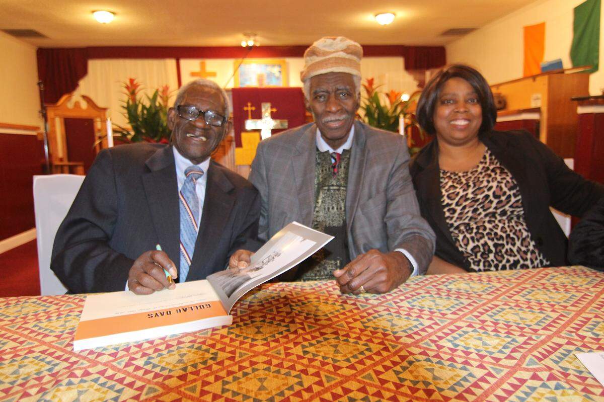 Authors of “Gullah Days: Hilton Head Islanders Before the Bridge 1861-1956,” from left, Thomas C. Barnwell Jr., Emory S. Campbell and Carolyn Grant, at the book launch Feb. 4, 2020, at First African Baptist Church on Hilton Head.